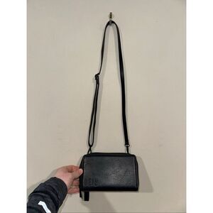 Beis Black Travel Zip Wallet Crossbody  Vegan Leather